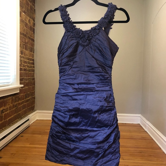 BCBG Ruched Mini Dress w/ Floral Straps Sz 2 - Picture 1 of 3